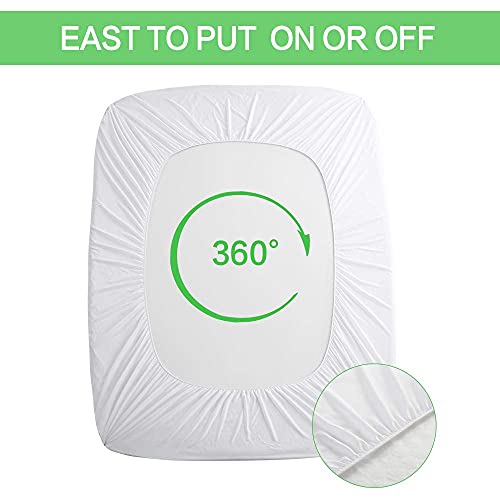 Premium Waterproof Bamboo Mattress Protector Queen Size For Cooling & Breathable,Ultra Soft Mattress Pad Cover,18 Inch Deep Pocket Fitted 8"-21" #TOP4