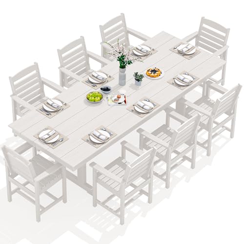 Image of SERWALL Outdoor HDPE Dining Chairs with Arms & Widended Seat, Set of 2, White