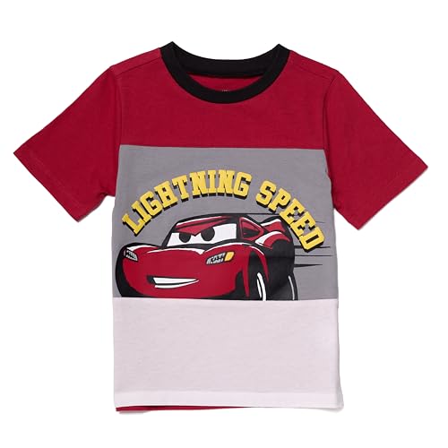 Image of Disney Pixar Cars Lenticular Lightning McQueen Toddler Outfit for Boys, 2 Piece T-Shirt & Fleece Shorts Set