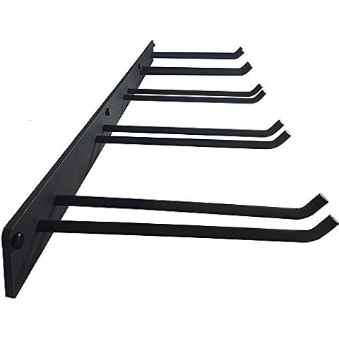 FRMSAET Wall Mount Rack Hook Space Saver Garden Tool Organizer Garage Storage System Super Heavy Duty Steel Holder Hanger - Screws and Anchors Included (Black) Cover