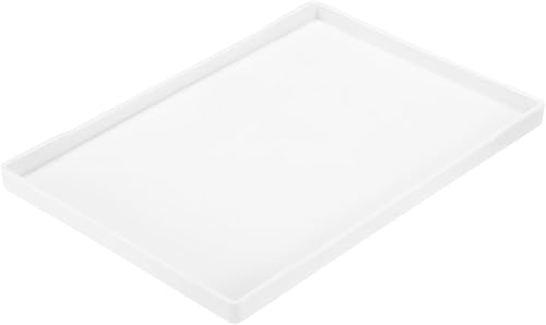 uxcell Bandeja pequeña blanca pequeña de 11.3 x 15.6 pulgadas, bandejas rectangulares de plástico de madera para servir, bandeja otomana decorativa