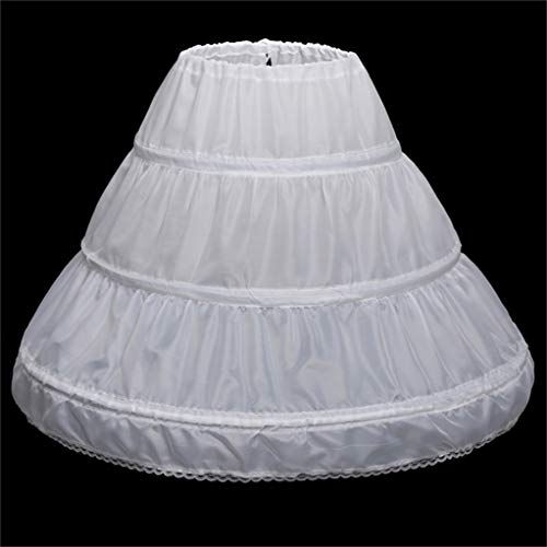 Girls Children Crinoline Petticoat with 3 Hoops, Full Length Flower Girl Underskirt Slips3