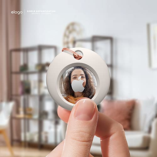 Elago Custodia In Silicone Con Portachiavi Compatibile Con Airtags - Protezione Completa, Portachiavi Incluso, Design Sottile E Semplice, Silicone Alimentare Premium, Antigraffio (Pietra) - 9