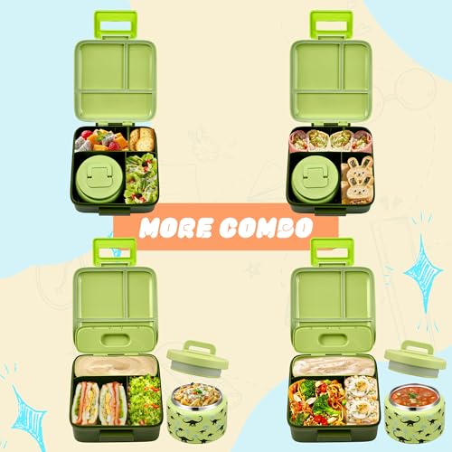 Image of Bento Lunch Box for Kids with 8oz Soup Thermo Leak-Proof Lunch Food Containers with Snack Sauce Container for Kid Girls Boys to School