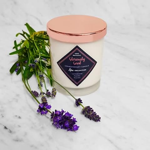 Gloriously Good Lavender & Ylang Ylang Aromatherapy Candle | 100% Natural | Scented with only essential oils | 35-hour burn time Cover
