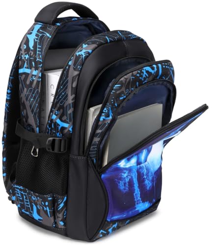 Boys Backpacks For Elementary Middle School Bookbag Set Kids Heavy Duty Durable Teenage Student Sturdy Waterproof (5-Blue Soccer Set)3