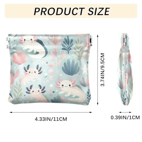 Cute Axolotls Coin Purse Leather Pouch Change Purse, Squeeze Coin Pouch for Cards, Keys & Lipsticks, Unisex3