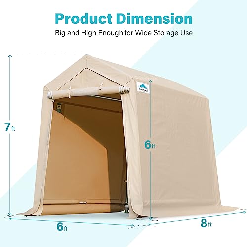 Advance Outdoor 8801BY-3 6X8 Ft Outdoor Portable Storage Shelter Shed With 2 Rolled Up Zipper Doors & Vents Carports For Motorcycle Waterproof And Uv Resistant Anti-Snow Portable Garage Kit Tent thumb #4
