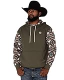 HOOEY Men’s Western Lifestyle Sweatshirt Drawstring Hoodie (Small, Summit -- Brown/Aztec)