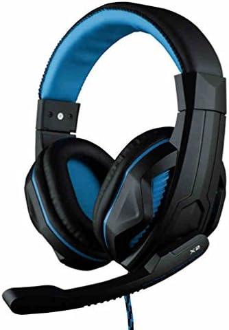 X2BU Gaming Stereo Headphone Comfort Computer Music Headset Heavy Bass with Dual 3.5mm Inline Controls + Noise Cancelling Mic for PC Laptop Desktop Notebook Gamer CF Dota LOL PS3(Blue)