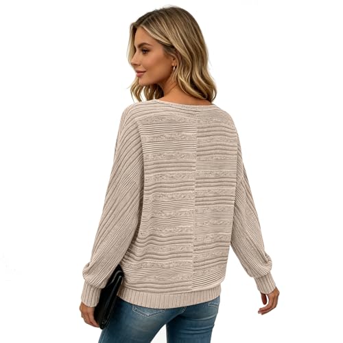 Image of Women's Batwing Tunic Tops, Long Sleeve Shirts Blouses, Business Casual Sweater for Office Work