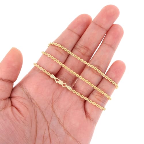 Nuragold 18K Real Yellow Gold Solid Rope Diamond Cut Chain Necklace 16"-30" (2mm-6mm) Italian Jewelry for Men & Women4