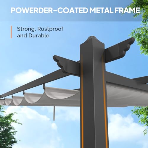 VINGLI-10x-10-Outdoor-Pergola-Retractable-Aluminum-Pergola-Canopy-with-Adjustable-Roof-Patio-Pergola-for-Deck-Porch-Garden-Yard-Gray VINGLI 10x 10 Outdoor Pergola Retractable Aluminum Pergola Canopy with Adjustable Roof Patio Pergola for Deck Porch Garden Yard Gray