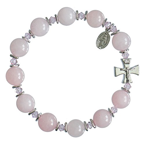 Bracelet chapelet quartz rose 10mm Sine Cera pour lithothérapie et méditation