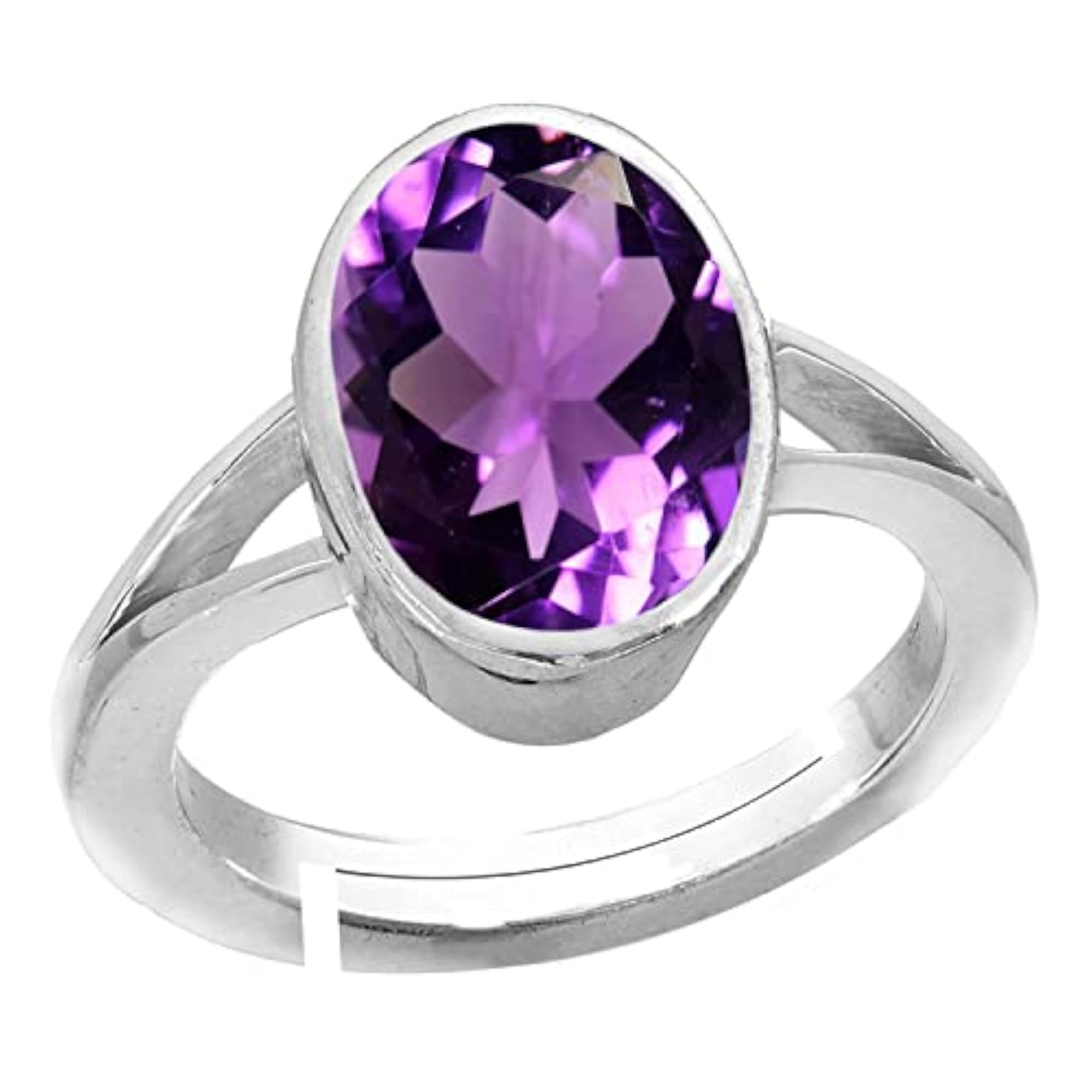 7.25 Ratti Amethyst Silver Plated Adjustable Ring, Unisex
