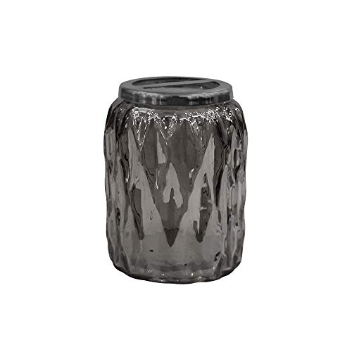 nu Steel GLA328D-4 Glacier Glass with Black Finish Metal Trim Holders for Toothbrushes, Makeup Brushes Storage, Bath Collection, Bathroom Vanity Countertops-Smoke