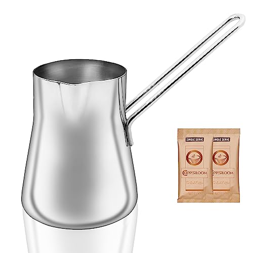 Copperloom Turkish Coffee Pot | Arabic Coffee Pot |Cezve Turkish Coffee Pot | Briki Greek Coffee Pot | Milk Warmer Boiler Pot (15 Oz) #TOP24