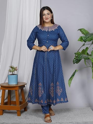 Image of Anarkali Kurta Pant Dupatta Set Embroidered