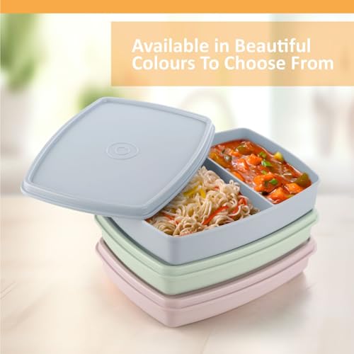 Image of Signoraware Slim BPA Free Plastic Lunch Box (340ml x 3 | Setof3 | Multicolor)