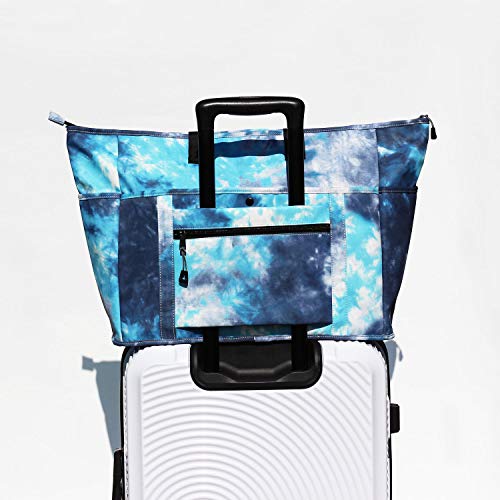 Women Ladies Weekender Bag Muti-pockets Overnight Carry-on Duffel Travel Gym Tote Luggage Duffle with Trolley Sleeve