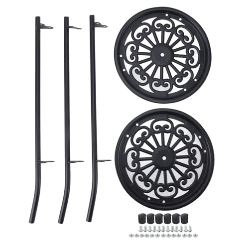 Support pour plantes en fer noir à 2 niveaux pour balcon et jardin