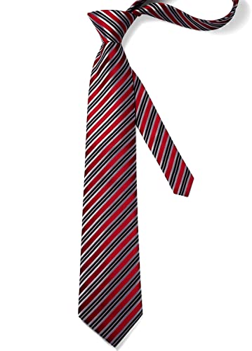 Image of HISDERN Mens Tie Striped Ties and Handkerchief Set Business Formal Woven Pocket Square Wedding College Stripe Necktie