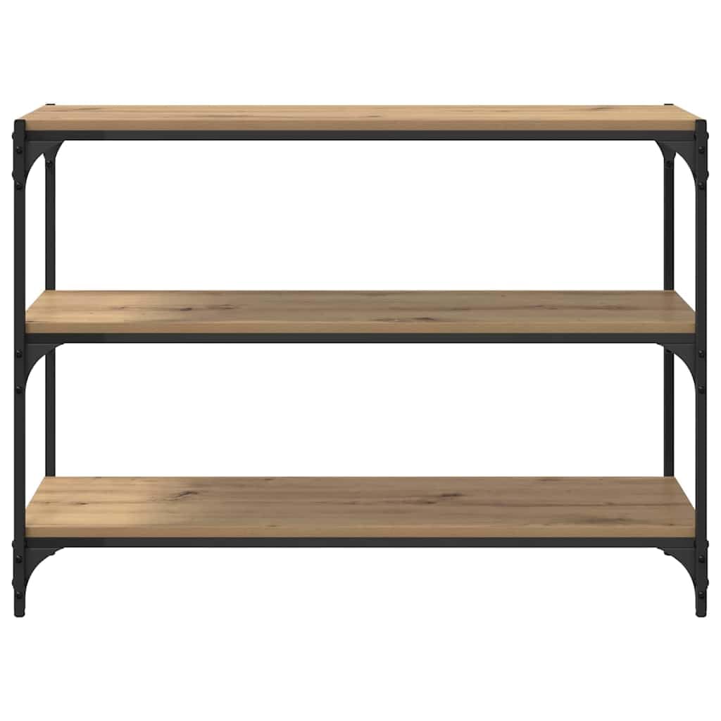 Regał na książki dąb Artisan, 100 x 33 x 70,5 cm, materiał drewnopochodny, przemysłowy regał stojący z 3 półkami, otwarty design do salonu, biura domowego