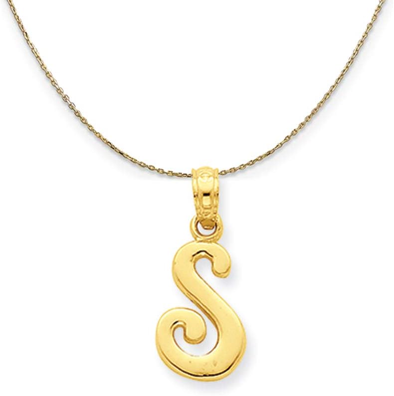 The Black Bow 14k Yellow Gold, Mimi, Sm Script Initial S Necklace