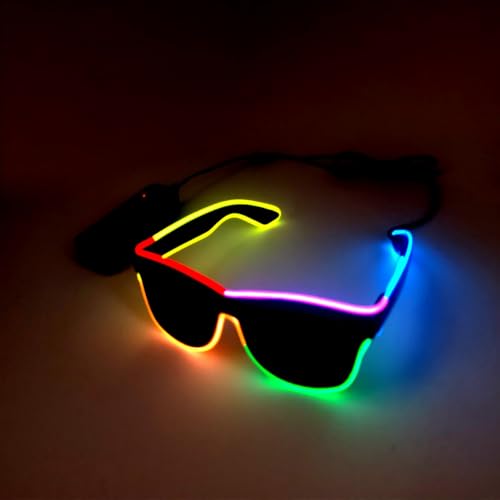Gcidto EL Wire colorful glassesMulti-colour light-up glasses for Halloweenravespartiescosplay. A brilliant glowing accessory for nightlife events. (Mutilcolor-1)