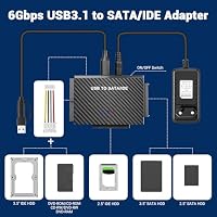 Gbformat 6Gbps IDE USB Adapter,USB3.1 zu IDE/SATA Festplatte Adapter Für 2,5/3,5 Zoll HDD/SSD FestplatteAdapter Konverter SATA UsbAdapter Für Windows11/10/8/7 Mit 12V/2A Netzteil, SATAKabel,USB-Kabel – Ansicht 4