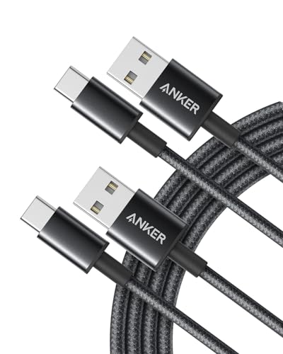 Anker USB C Cable, [2-Pack, 6ft] USB A to USB C Charger Cable, Premium Nylon USB A to Type C Charger Cable Fast Charging for iPhone 16/15, Samsung S24/23, Huawei, Xiaomi, Vivo, Oppo (USB 2.0, Black)