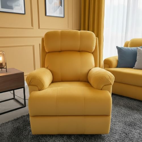 Image of Fabric Livo Recliner Sofa Chair Single Seater for Living Room, Office Manual Push Back Recliner Sofa Chair with Cushioned Armrest & Back Support (Yellow)
