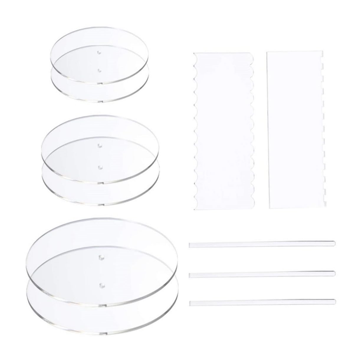 Mikinona 1 Juego De 11 Piezas Juego de moldes para Pasteles Decorar tarteras para Tartas Disco de Pasteles raspador para Hacer Pasteles Cortador de Pasteles Profesional Acrílico