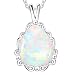 Produktbild KristLand - Moonlight Kette Damen,Damenschmuck- Leuchtend Erstellt Weißer Opal Anhänger aus Sterlingsilber mit Anhänger Träne Wassertropfen Form Halskette,Geschenk für Frauen/Mädchen/Hochzeiten/Party