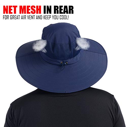 Ushake Foldable Super Wide Brim Fishing Hat Bucket Safari Hat, Upf 50+ Sun Hat Navy Blue #TOP4