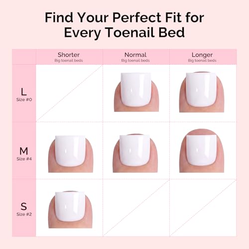 Image of MelodySusie Pure White Press On Toenails, Sharp Square 300Pcs 15 Sizes X Pre-Designed High Gloss Soft Gel Full Cover Acrylic Fake Nails Extension,Long-lasting&Reusable,Women DIY&Salon Summer Use