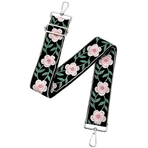 Image of Flower Purse Strap Replacement Embroidery Crossbody Shoulder Strap for Handbag Canvas Purse Extender Accessories