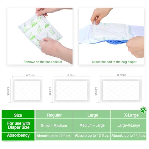 Image of Dog Diaper Liners 100ct Super Soft and Absorbent Dog Diaper Booster Pads for Male Dog Belly Bands or Female Dog Diapers(X-Large, 100pcs)
