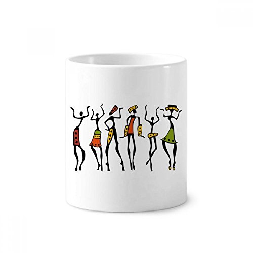 Tasse Afrique noire céramique blanche totem pot à stylo et brosse à dents 350ml