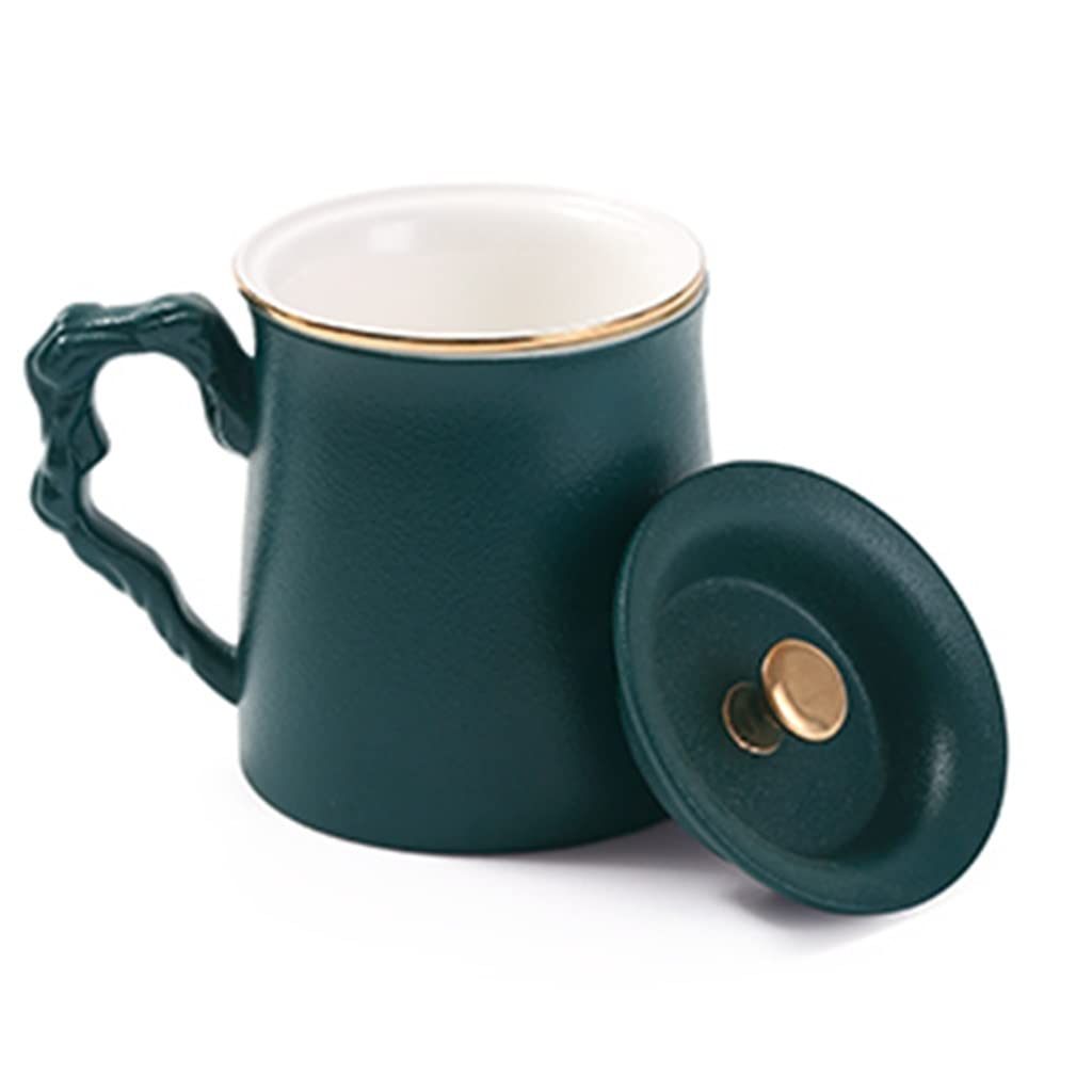 MTFBQ Tasses à Thé en Céramique Réutilisables avec Cafetière Et Couvercle, Tasses à Thé avec Poignées Intéressantes, Tasses à Thé 3 Pièces, Tasses à Thé De Bureau, Cadeaux pour Les Amateurs De Thé