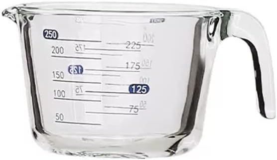 Glass measuring cup with scale high temperature resistant household food grade kitchen baking beaten egg cup measuring water cup (Size : 250ML)