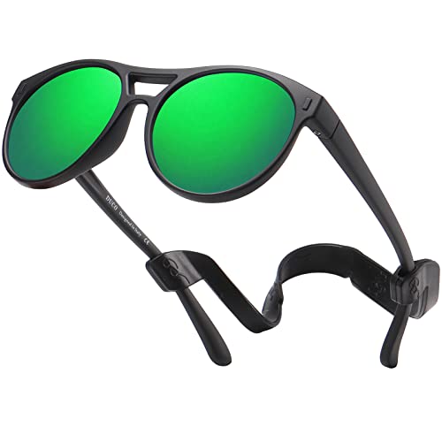 DUCO Sunglasses for Kids Boys Girls UV Protection Vintage Flexible Safety Polarized Sun Glasses with Strap DK030