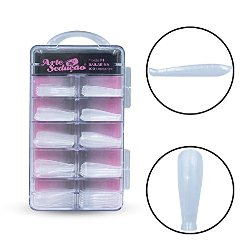 Molde F1 Bailarina Unhas de Gel, Arte Sedução, 100 Unidades