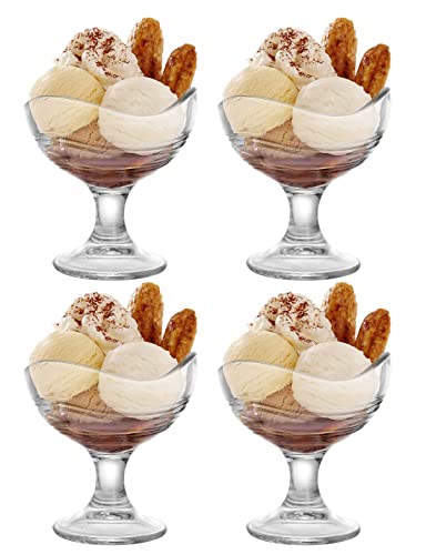 Image of MARTVIA 300ML Ice Cream Glasses Cups Dishes for Desserts, Milkshake,Fruit and Pudding Glass Serving Bowls, Perfect for Home, Restaurants and Parties Dishwasher Safe (Cristalleria Cups, Set of 4)