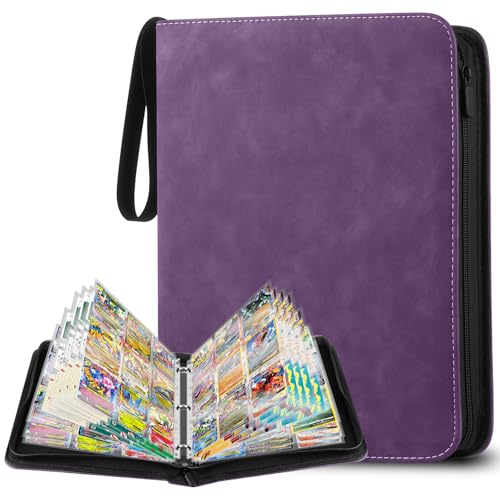 YSWOVUO Classeur Carte, 900 Porchettes Album Carte, Albums pour Cartes à Collectionner, pour Sangle Elastique, Violet