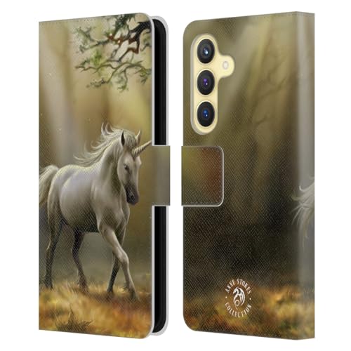 Carcasa de cuero Samsung S24 5G con costuras reforzadas y diseño de Anne Stokes
