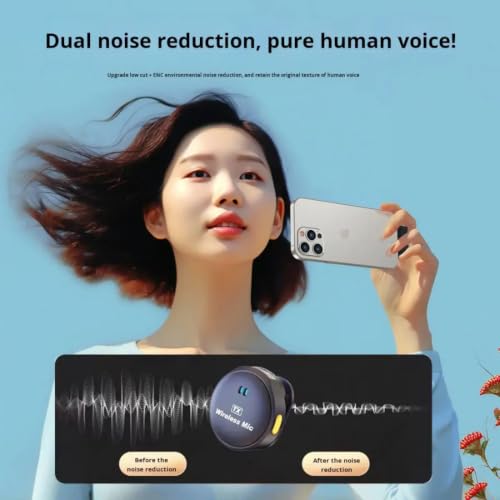 Image of Q8 Wireless Lavalier Microphone with Digital Power Display, One Receiver Two Transmitters, Noise Reduction Clip-On Mic for Mobile, DSLR Camera, Podcast, YouTube Recording & Content Creators