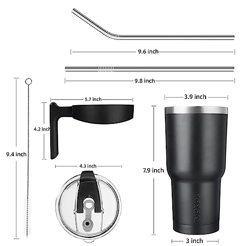 Image of BJPKPK 30 oz Tumbler with Handle & Straw, Insulated Stainless Steel Mug