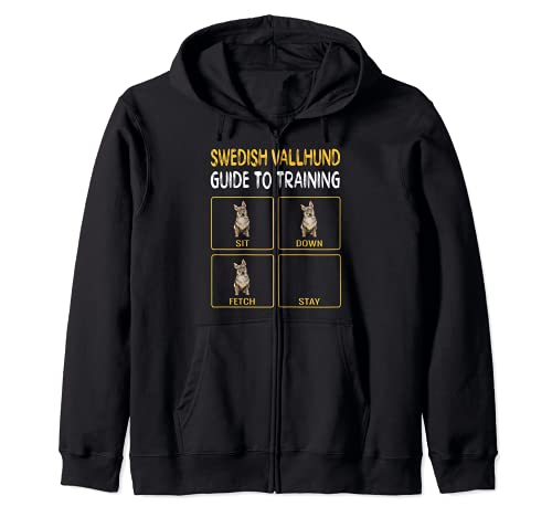 Funny Swedish Vallhund Guide To Training Dog Obedience Zip Hoodie, Black