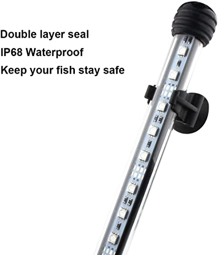 Image of LED Aquarium Light, 2 Pack 15 inches Fish Tank Light RGB Color Underwater Light Submersible Crystal Glass Lights, 42 LED Beads, Brightness Adjustable Memory Function, LED Light bar Stick